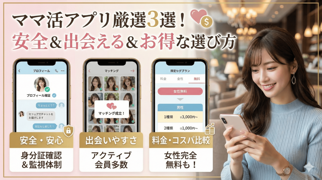 ママ活におすすめのチャットアプリ3選！安全・出会いやすさ・料金比較